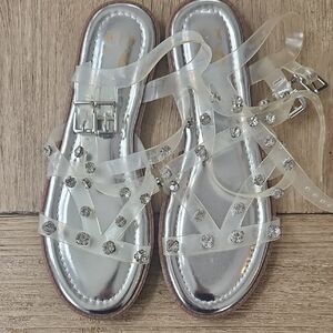 Elegant Silver Crystal-Embellished Sandals